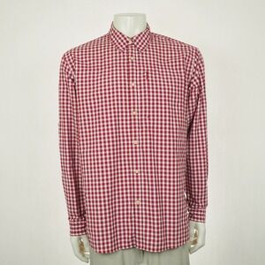 Orvis Fishing Button Down Shirt Mens Large Red Plaid Cotton Blend Outdoor Hiking